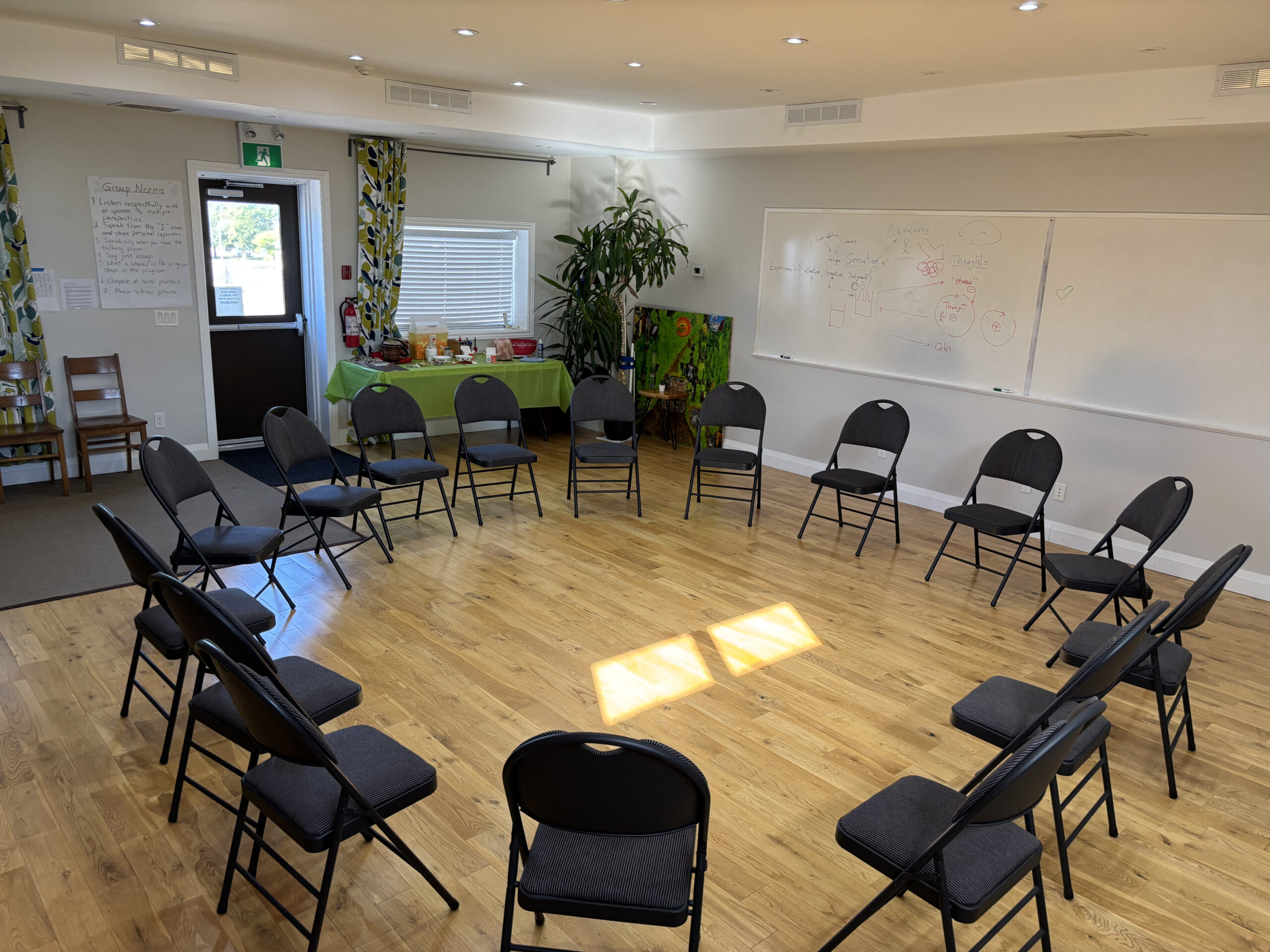 Group ear acupuncture session room at Ajax Harwood Clinic